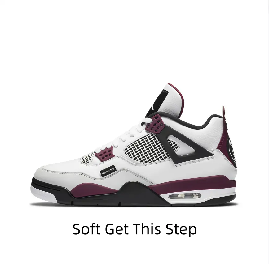 Classic silhouette casual trainers with distinctive triangular side frame. Elegant white burgundy black colorway, cushioned sole, easy to match jeans and all kinds of daily casual outfits.
