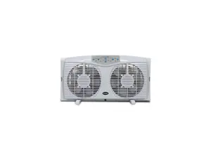 Optimus F-5286 8-Inch Reversible Twin Window Fan with Thermostat and LED, White