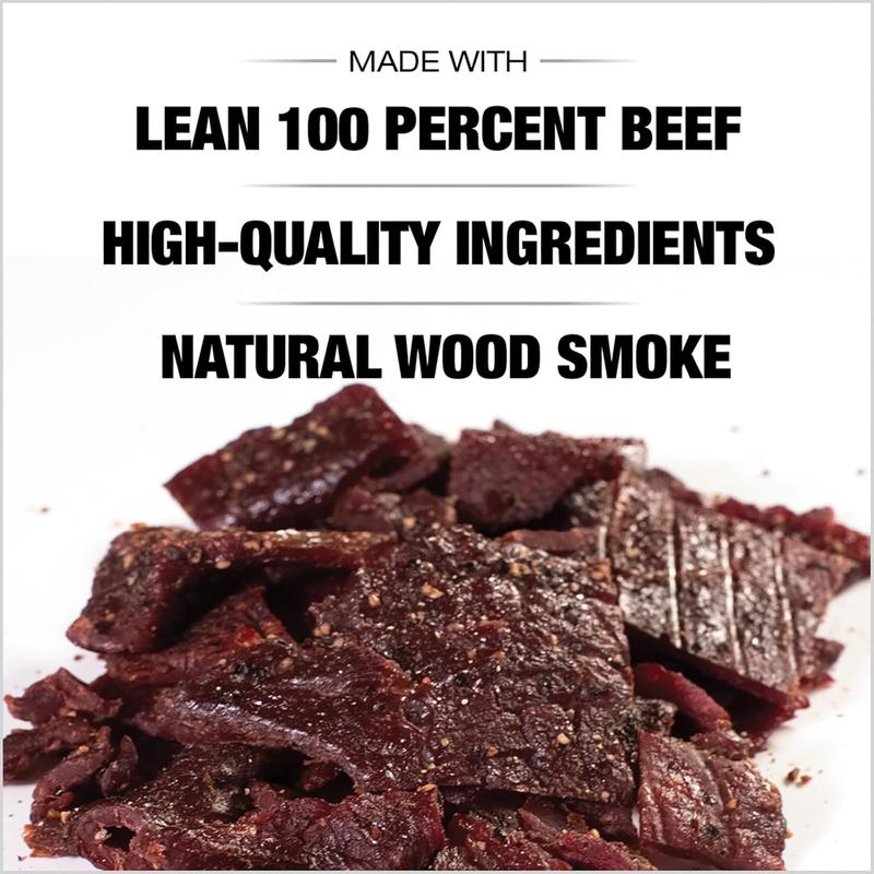 Old Trapper Beef Jerky, Peppered 8 Ounce Pack, Spicy Meat Snacks for Lunches or Between Meals, 11 Grams of Protein, Zero Grams of Fat, and 70 Calories per Serving (Pack of One)