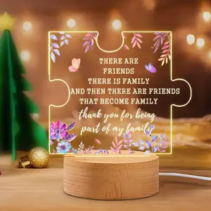 LED Night Light Puzzle Lamp, Led Lighting, Friends Become Family Friendship Gift, Bestie Bff Soul Sister, Christmas Birthday Thank You Gift