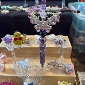 Fancy Beaded Pen with Butterfly Design and Rhinestones for a Unique Writing Experience