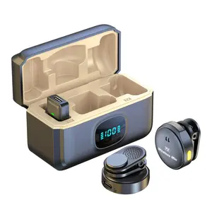 Wireless Lavalier Microphone, USB Rechargeable Lapel Microphone with Charging Case, Noise Reduction Microphone for Live Streaming & Phone Video Recording, Audio