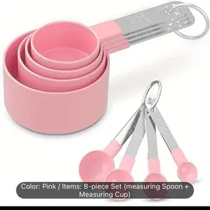 Measuring cups and spoons 8-pieces with stainless steel handles