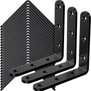 Black L Bracket Corner Braces Heavy Duty Shelf Bracket for Wood, Shelves, Wall Hanging Support 90 Degree Joint Right Angle Brackets