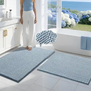 BSICPRO Bathroom Rugs Set, 2 Pieces – Chenille bath mats, non-slip, thick, soft, absorbent beach bath rug, shower floor mat, machine washable, bathroom decor accessories