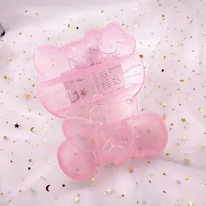 Cartoon Kitty-shaped Storage Box Transparent Compartmentalized Box Portable Jewelry Box