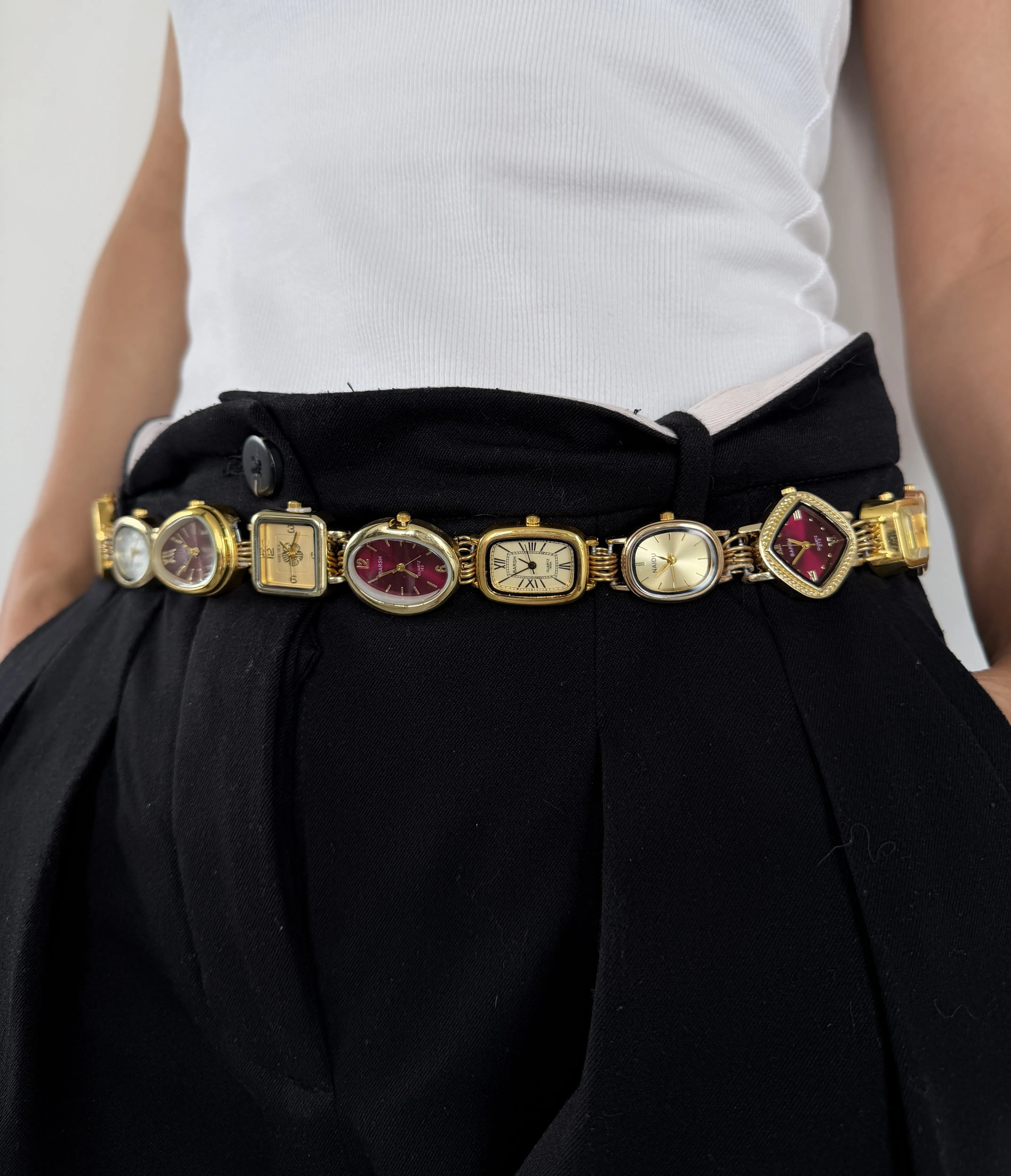Punk watch pants chain,gold watch belt,edgy watch belt,grunge watch jewelry