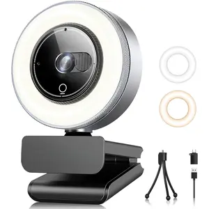 Webcam for PC with Microphone & Light &  Cover, Web Camera for Desktop /Laptop//, USB Streaming Camera for Zoom/Skype/Teams/Video Calling/Studying and Conference