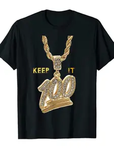 Keep It 100 Hip Hop Rap Mu Ic Trendy Fa Hion Plus Size T Shirt Vintage Crew Neck Tee with Bold KEEP IT 100 Graphic Loo E Fit Ca Ual Streetwear for Men Women All Sea on Comfort Geometric Print Regular Sleeve Perfect for Daily Wear Travel Hip Hop