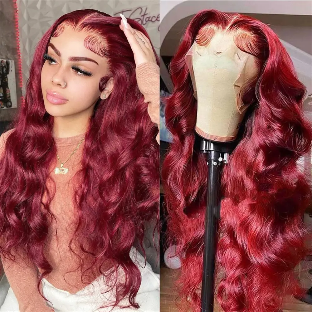 Bling Hair Red Wig 30 Inch Colored 99J Burgundy Lace Front Wig Body Wave/Straight 13x4 Hd Lace Frontal Brazilian Pre Plucked For Women Real Hair