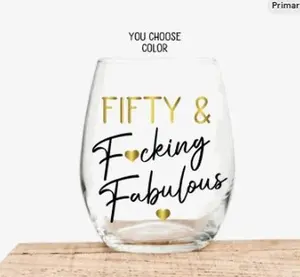 50th Birthday Gifts for Women, Fifty and Fucking Fabulous Wine Glass, Funny 50th Birthday Gifts, Personalized 50th Birthday Gift for her