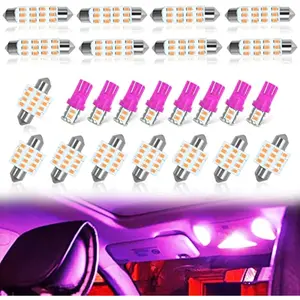 Car LED Bulb, Pink, 24 Sets, Compatible with All Vehicles, Wide Range of Applications, Easy Installation