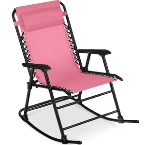Best Choice Products Folding Outdoor Zero Gravity Rocking Lounge Chair w/ Headrest Pillow