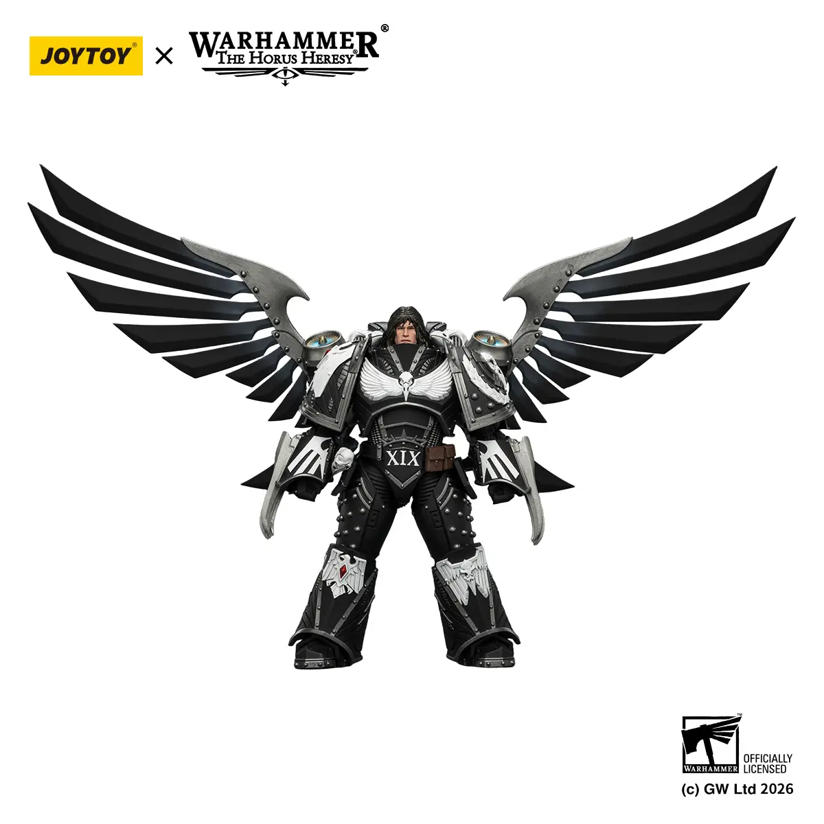 JOYTOY Warhammer The Horus Heresy 1/18 Raven Guard Corvus Corax Primarch Action Figure JT04179 - Gaming Collectibles, Collectible Plastic Figurine, Decorative Piece with Artificer-Crafted Lightning Talons, Archaeotech Pistols, Whip, Collectible Plastic Fi