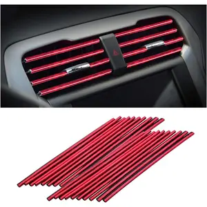 10Pcs Red Air Vent Trim | Universal Car Interior Decor, Unisex