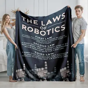 1 piece Three Laws of Robotics and Their Core Principle Analysis themed flannel blanket - All-season flannel blanket, suitable for sofas and beds, super soft and comfortable, modern design style, digitally printed pattern, 100% polyester material