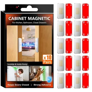 10Sets Extra   Cabinet Door Catch, No-Drill Invisible Ultra Thin  for Cabinet Door Closure, Drawer  with  Adhesive to Stay Closed
