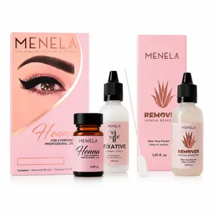 MENELA Eyebrow Henna Kit + Remover + Fixer - Brow Tint Kit for Defined, Natural-Looking Brows | DIY & Professional Use