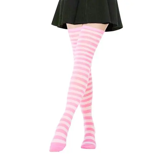 1 Pair Extra Long: Pink With Full White