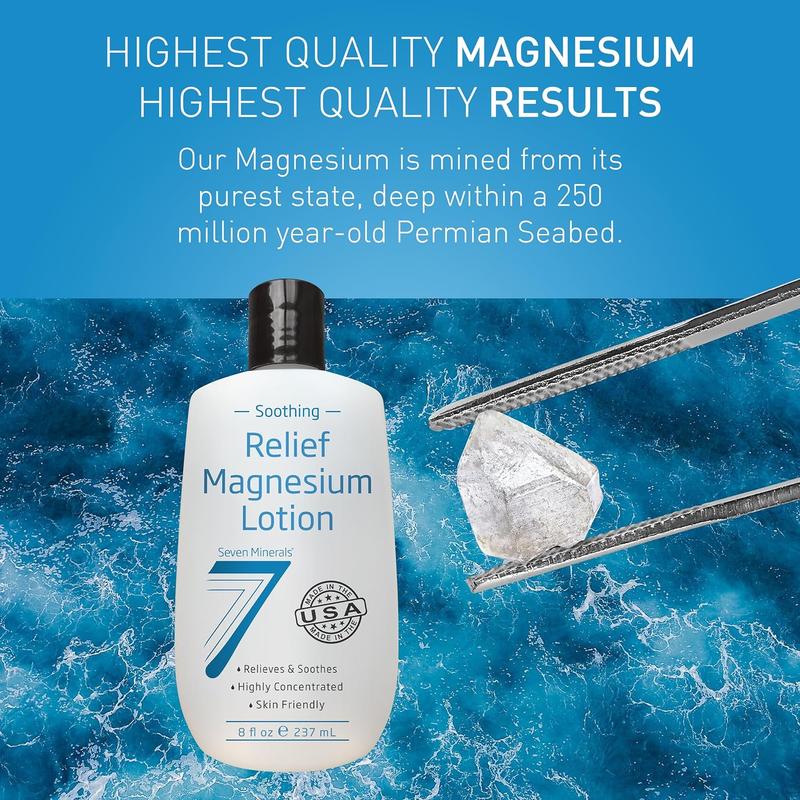 Seven Minerals Magnesium Lotion for Soothing Relief, Comfort & Relaxation - Lotion with Skin Care Ingredients for Skin Repair - Body Care Cosmetic
