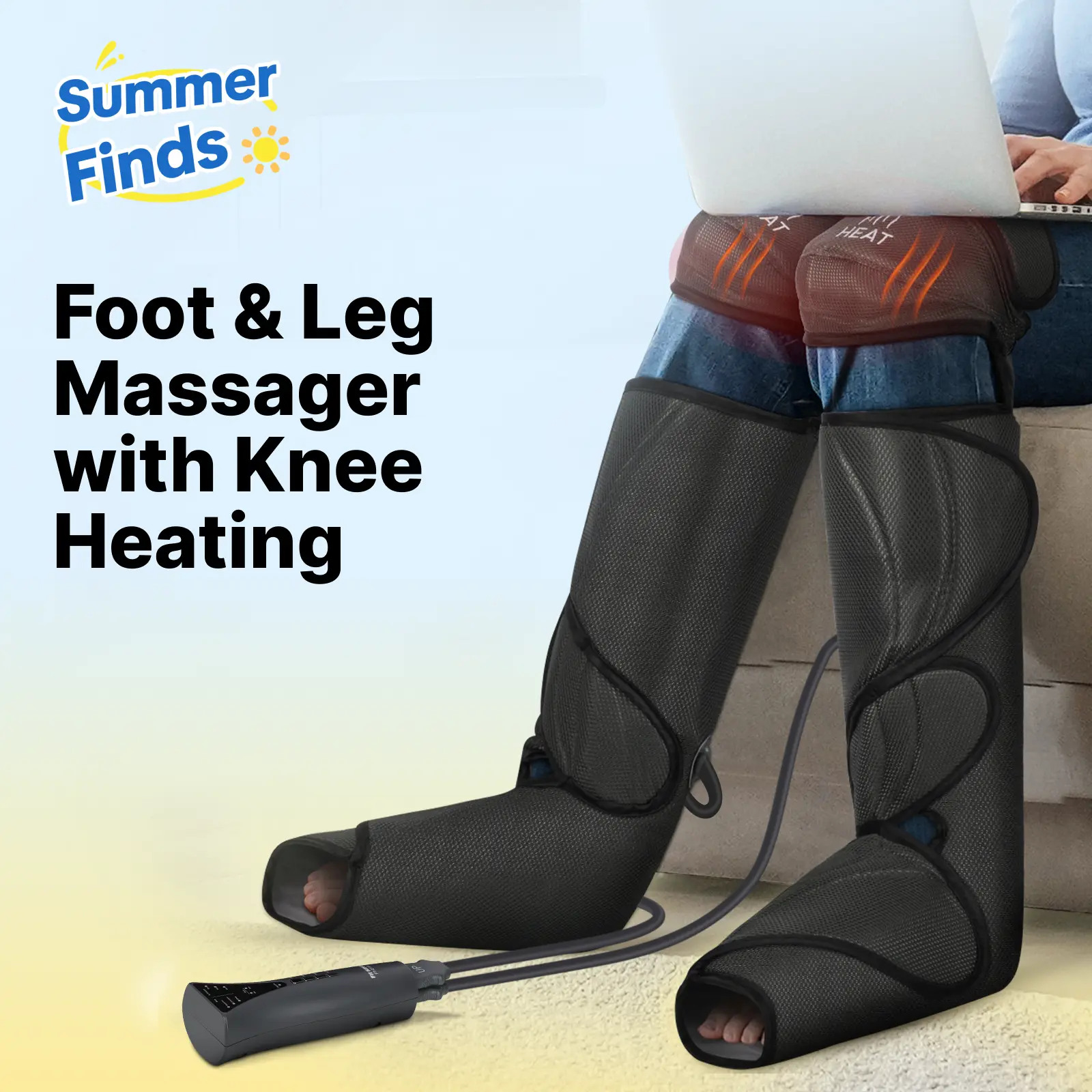 【FIT KING】Air Compression Leg Massager with Knee Heating for Enhanced Comfort - Includes Handheld Controller leg massager with knee relaxation Massaging Device for Relaxing Foot Spa Machine gift summerwins