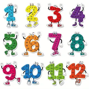 12 pieces, 9x10 inches, various math posters, number posters, human figure posters, weather posters, colourful posters, suitable for learning, classroom decoration (numbers)