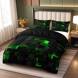 3-Piece Duvet Set, Modern Bedding Set, Gradient Pixel Blocks Design, High-Definition Digital Print, Polyester Fiber, Bedroom & Gaming Room Decor