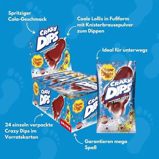 Chupa Chups Crazy Dips Cola (24 x 14 Gr.) Candy Snack