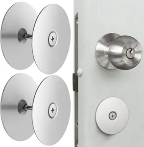 2 Set Door Hole Cover Plate 2-5/8" Diameter Door Hole Filler Plate Stainless Steel Knob, Increase   on Entry,