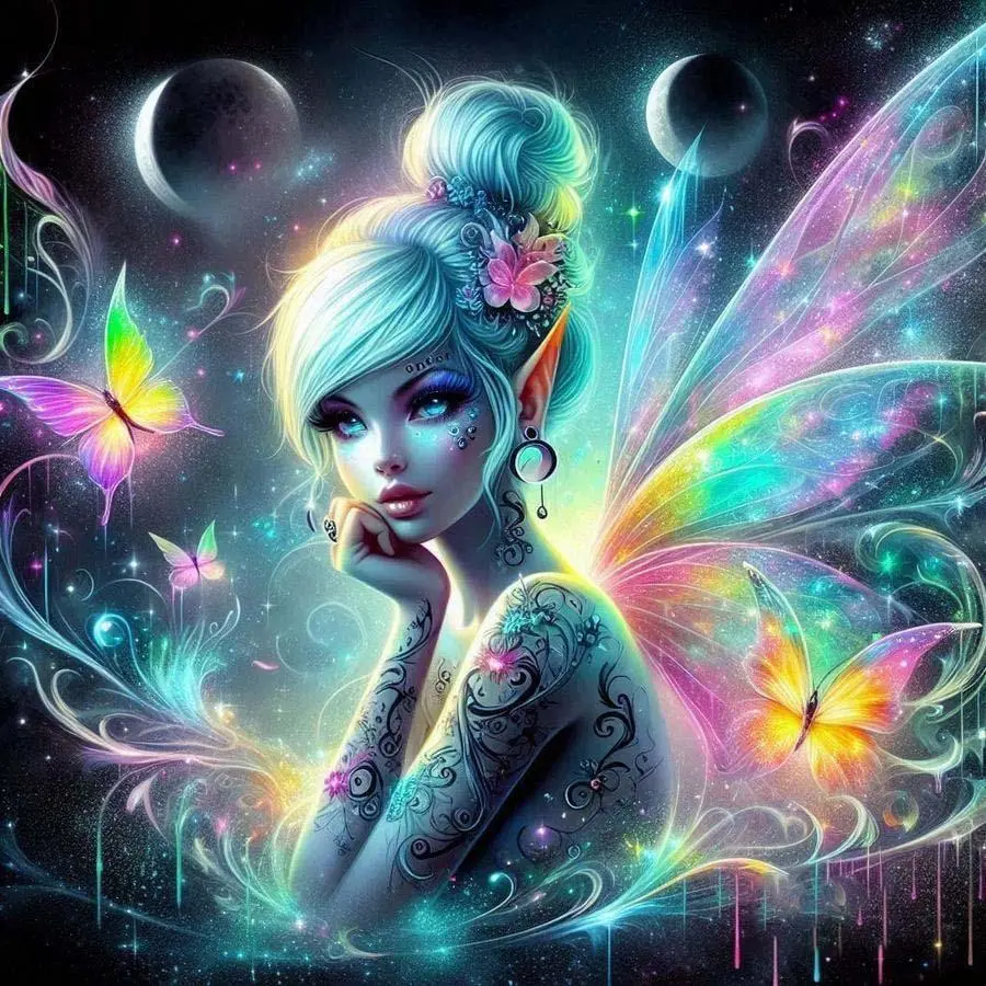 5D DIY Diamond Arts Colorful Painting Kit, Easy Assembly, Diamond Pattern Design, Butterfly & Fairy Pattern Diamond Arts Colorful Painting Without Frame, DIY Decor Painting for Bedroom, Handicraft