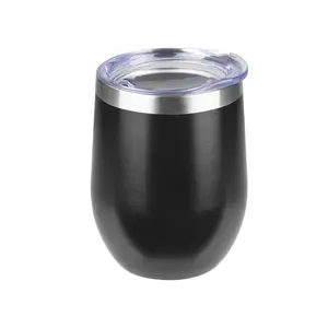 12 oz (approx. 340.2 g) insulated wine glass, with lid, stainless steel stemless wine glass, double-walled vacuum wine glass, bulk for coffee, champagne, cocktails