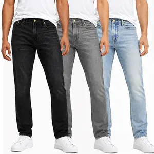 Men's 3-Pack Flex Stretch Slim Straight Jeans with 5 Pockets Denim Fabric Menswear
