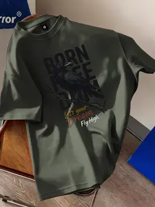 'born Free Born' Raven Branch Motivational Print T-Shirt, Unisex Oversize Loose Fit, Casual Summer Streetwear, Long Sleeve