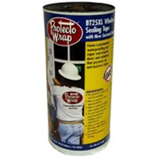 212 MAIN Protecto Wrap 8425B0475SW Vinyl Foam Window & Door Flashing Tape - 4x75ft Size, Aluminum-Infused, Black Mold Prevention, Windblown Rain Tested, Ideal for Plywood & OSB Sealing with Sealant Compatibility
