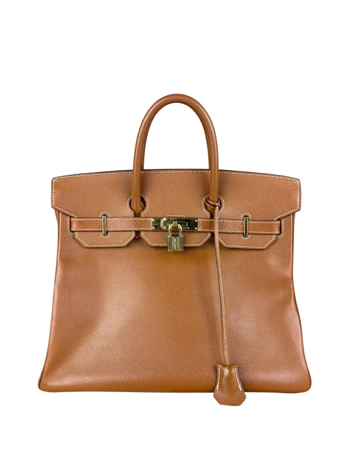 Pre-owned HERMÈS na Shoulder Bags Hermes Birkin 32 Courchevel Epsom Brown Handbag 1993