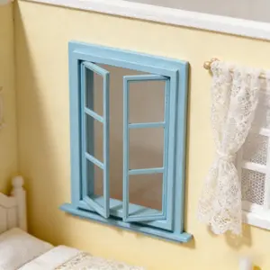 1:12 Scale Miniature Double Casement Window Model, PLA Plastic Material, Openable Design, Mini House Decor Furniture, Sand Table Building Prop, Holiday & Birthday Gift for Miniature Enthusiasts