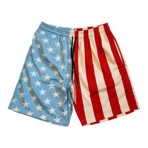 USA Flag Mesh Shorts, Colorful Print Unisex Shorts, Casual Pant for Men and Women, Swimming Shorts, Swimsuit Shorts