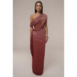 Red Celestina Draped Maxi Dress