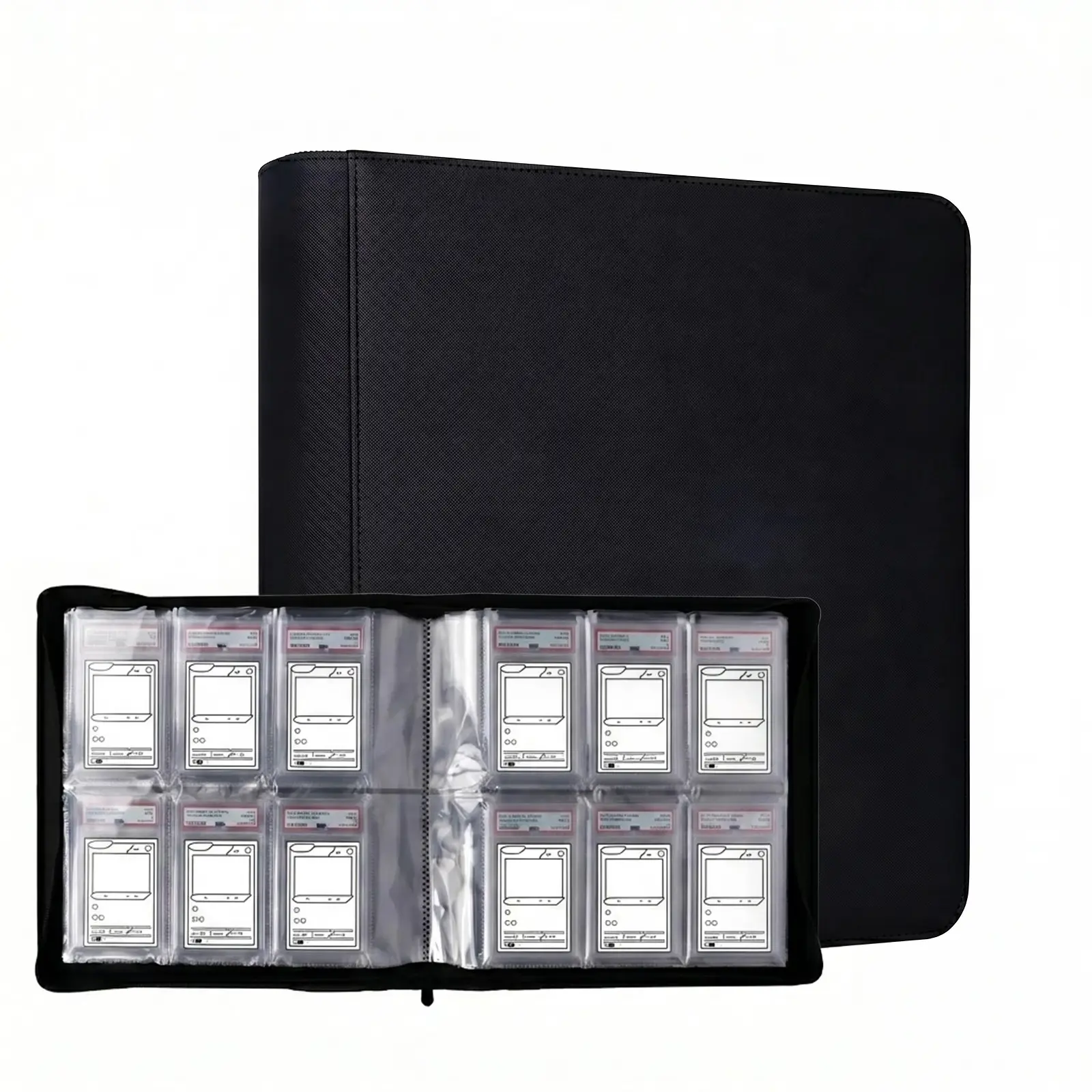 PSA Slab Binder Organiser, 6-Pocket Black Home Storage Binder for Holding 60 Graded Cards