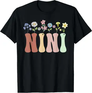 Nini Gifts Women Wildflower Floral Design Nini T-Shirt