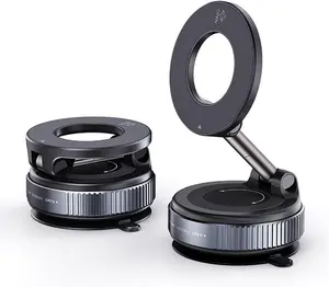 Magnetic Car Phone Holder with Strong Suction Cup, 360 Adjustable Dashboard & Windshield Mount, Universal Smartphone Stand Compatible with iPhone & Android, Secure Grip, Black, Easy to use