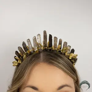 Smoky Quartz Crystal Goddess Crown for Weddings Bridal Events Witches Alt Wedding Ren Faire Birthday Photoshoot Tiara