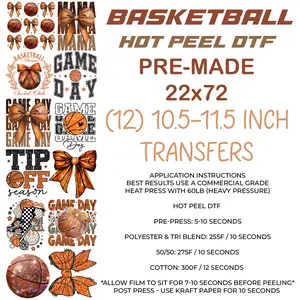 22"x72" Basketball Game Day Hot Peel DTF Gangsheet