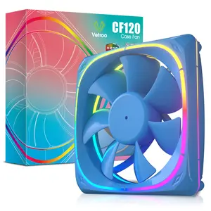 Vetroo CF120 120mm Case Fan 5V 3 PIN Addressable RGB MB Sync PC Cooling Fan W/Blue Fan Frame for Radiator/CPU Cooler/Computer Case