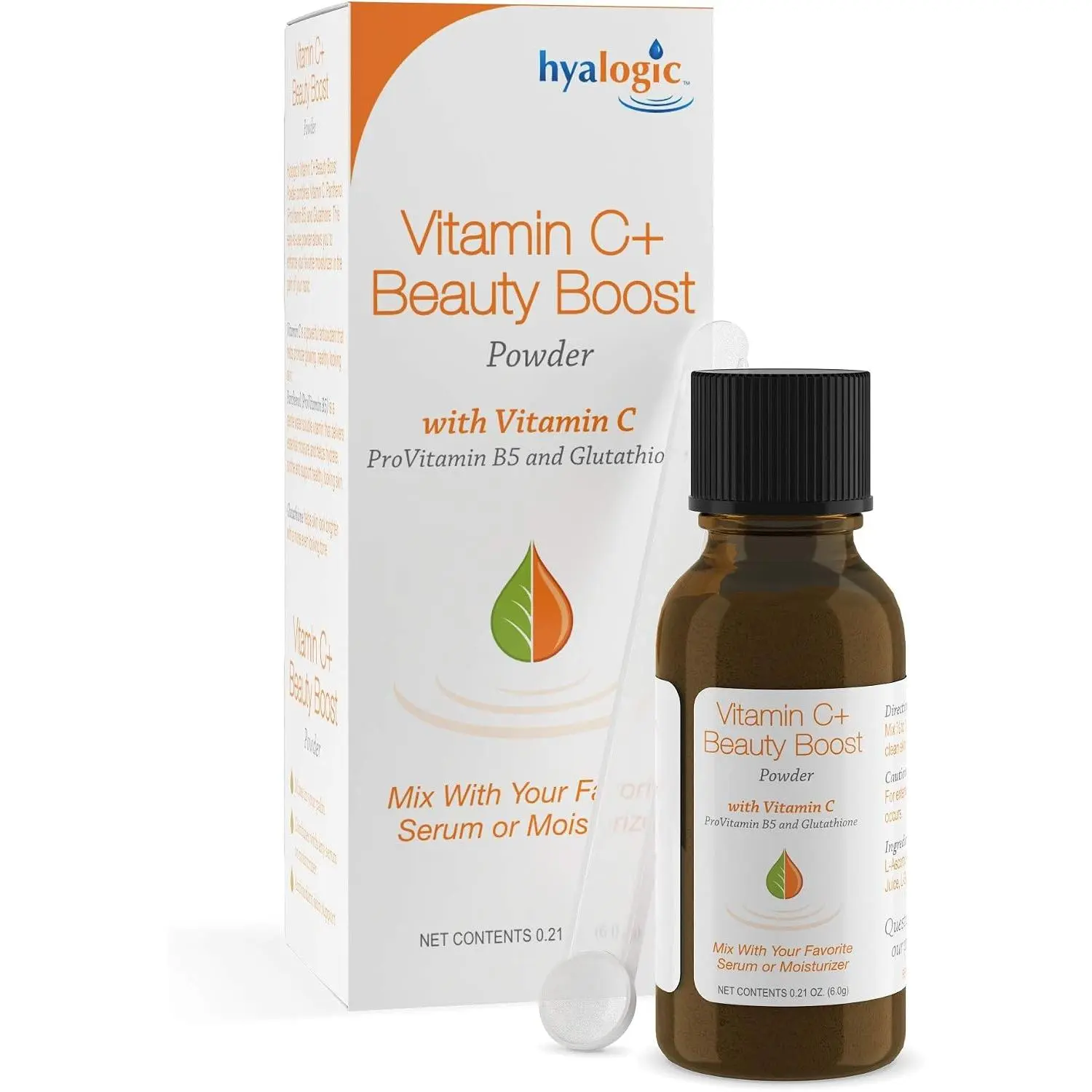 Hyalogic Vitamin C+ Beauty Powder - Beauty Boost Powder for Face, Mix with Moisturizer or Serum, Skin Hydration & Collagen Support, 6g