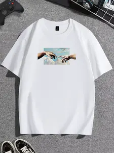 Men's 200g Casual Pure Cotton Short Sleeve T-Shirt, Fashion Streetwear, Fitted Christmas Style, Comfortable Summer Wear