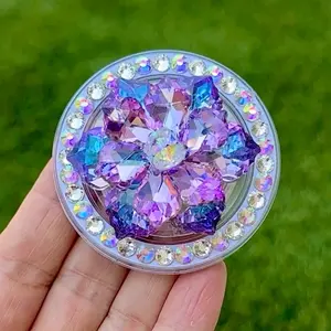 Flower Bling Bling magnet phone grip phone holder AB rhinestones ( On my TickTock Live You can choose any topper for the main piece )