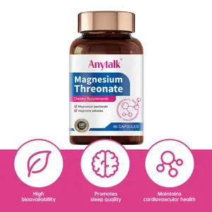 Anytalk-Magnesium Threonate Stearic Acid | Vegetable Cellulose | Magnesium Saccharate | Relieves Constipation, Promotes Digestive Health, Plant-Based Cellulose Encapsulation, 90 Capsules