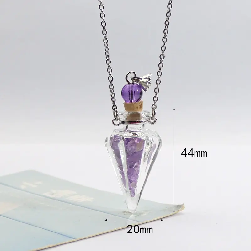Amethyst gemstone glass necklace