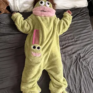 Kids' & Adults' Soft Flannel Fleece Animal Kigurumi Pajamas - Ugly Cute Big Mouth Monster Plush Hooded Jumpsuit, All-Seasons Loose-Fit Long-Sleeve Wearable Blanket with Pockets for Halloween Cosplay
